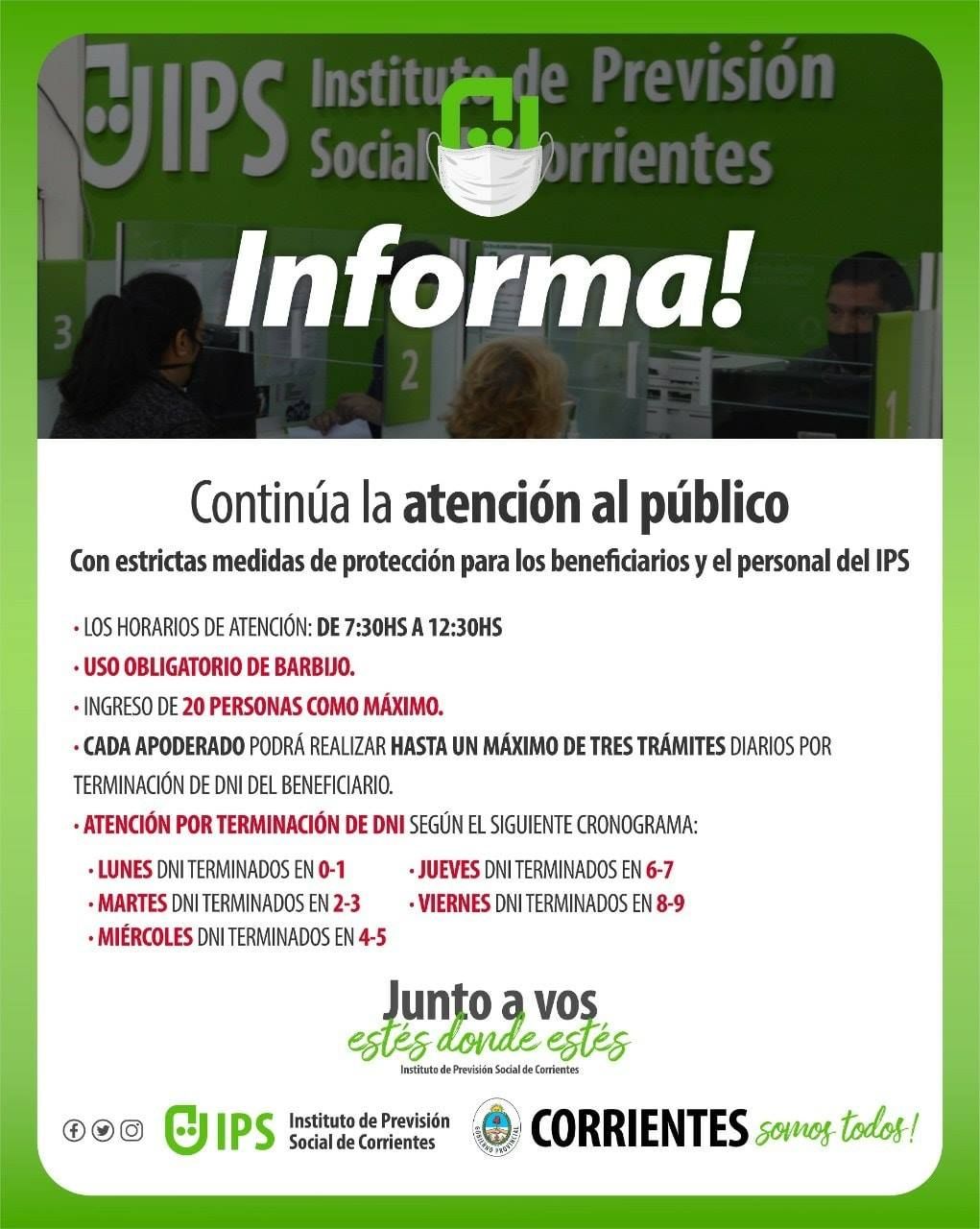 Atención al público en IPS Corrientes