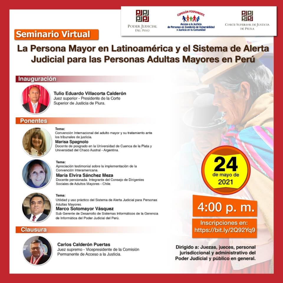 Seminario internacional sobre ”alertas judiciales” para personas Adultas Mayores
