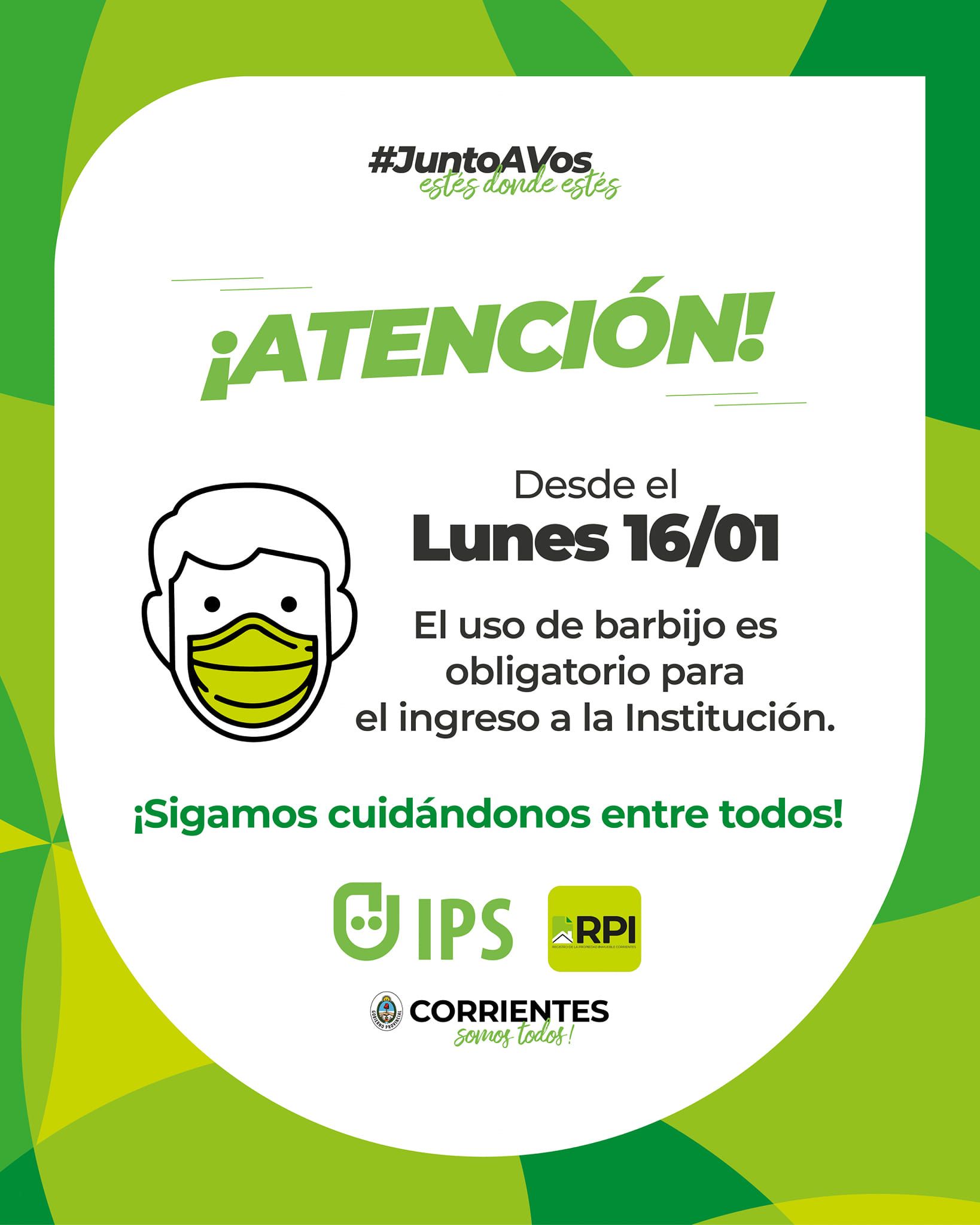 IPSretoma el uso obligatorio del barbijo