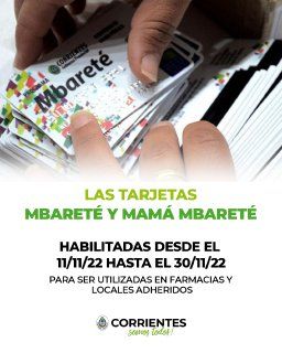 Habilitan las tarjetas Mbareté y Mamá Mbareté
