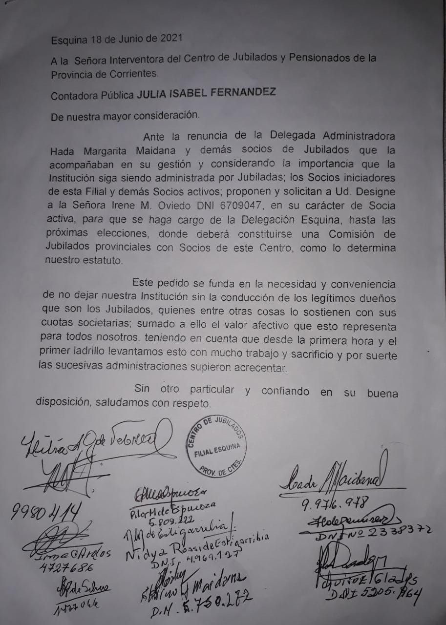 Centro de Jubilados: Preocupa el funcionamiento irregular de la filial de Esquina