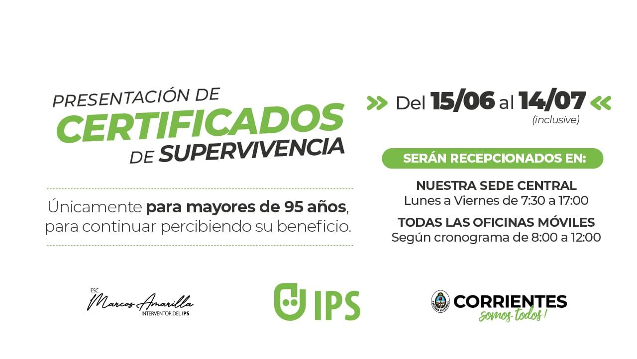 Información importante del Certificado de Supervivencia en el IPS