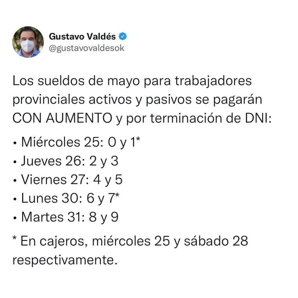 Corrientes: anuncian pago de sueldos de mayo con aumento